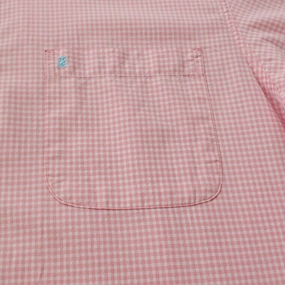 Izod MEDIUM Bundle of 2 Button Up Short Sleeve Men Pink Shirts Striped & Plaid - Picture 9 of 12